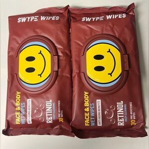 Swype wipes Face & Body Wet Wipes -Retinol  Deep Cleaning . Set of 2.